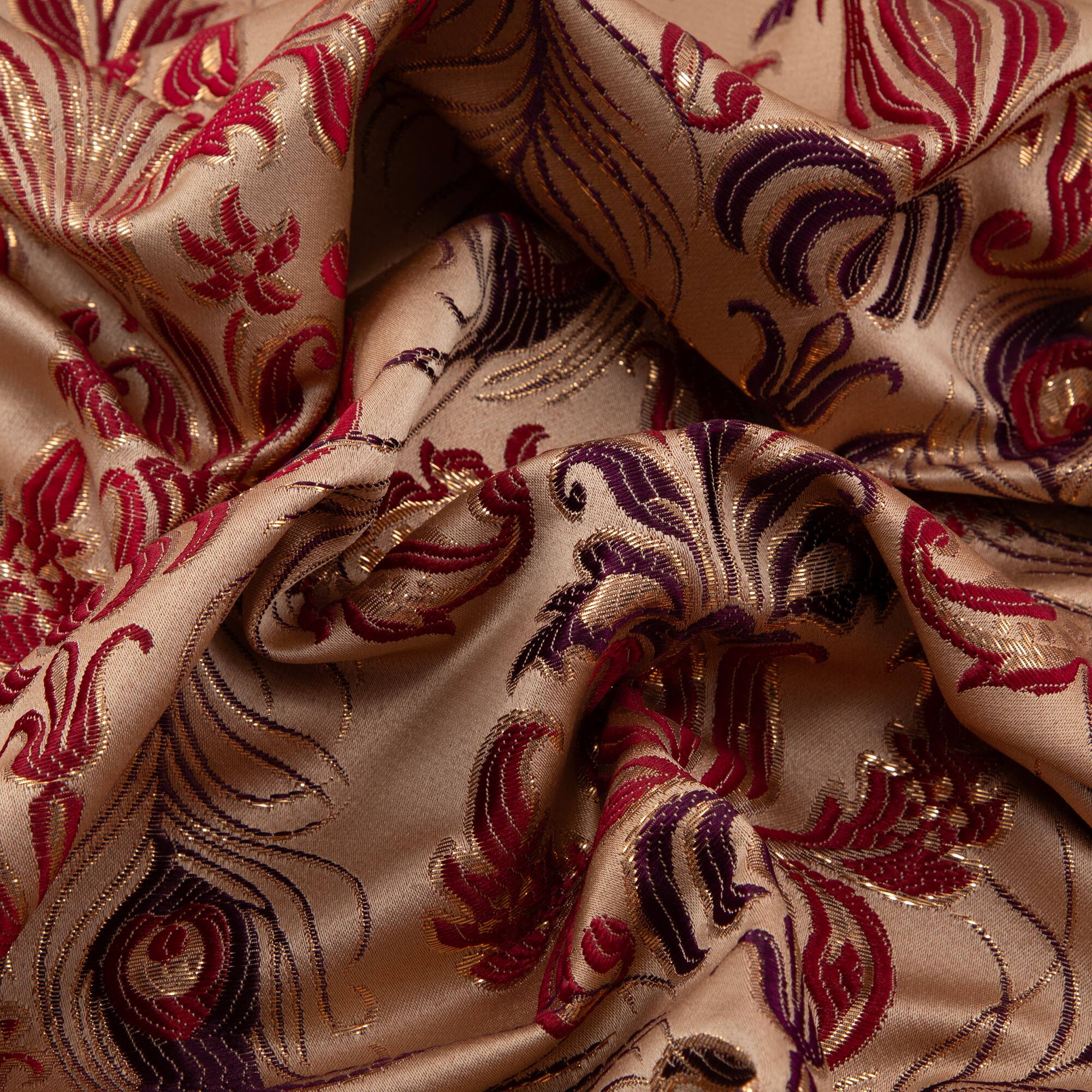 Cosplay by Yaya Han Red Metallic Peacock Brocade Fabric